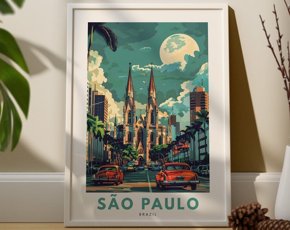 Sao Paulo Travel Print Poster Brazil Wall Decor Art Hang