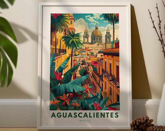 Aguascalientes Art Print Poster Mexico Hanging Wall Decor