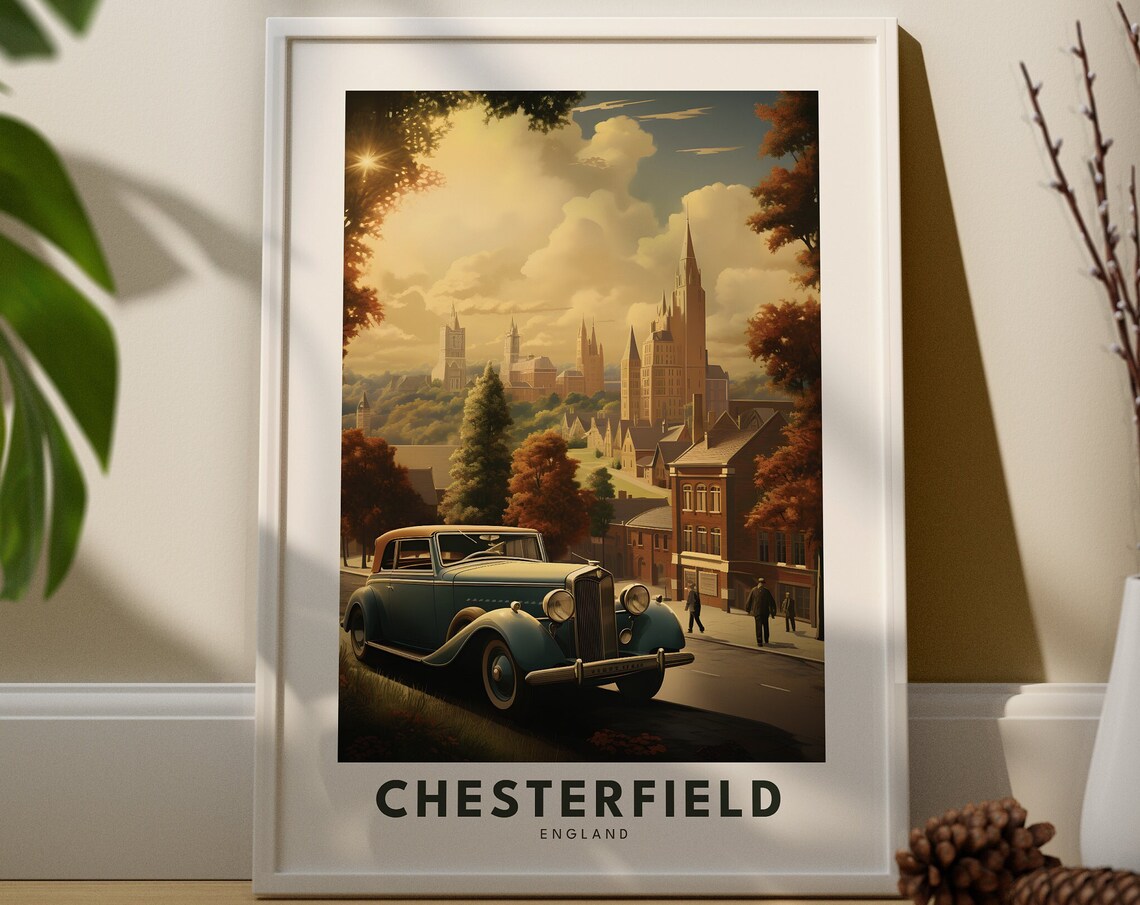 Chesterfield City Print Poster Derbyshire Wall Art Gift
