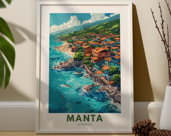 Manta Wall Art Print Travel Poster Ecuador Decor Hang