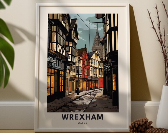 Wrexham Travel Print Wall Art Hanging Home Dcor Gift Lovers City Poster