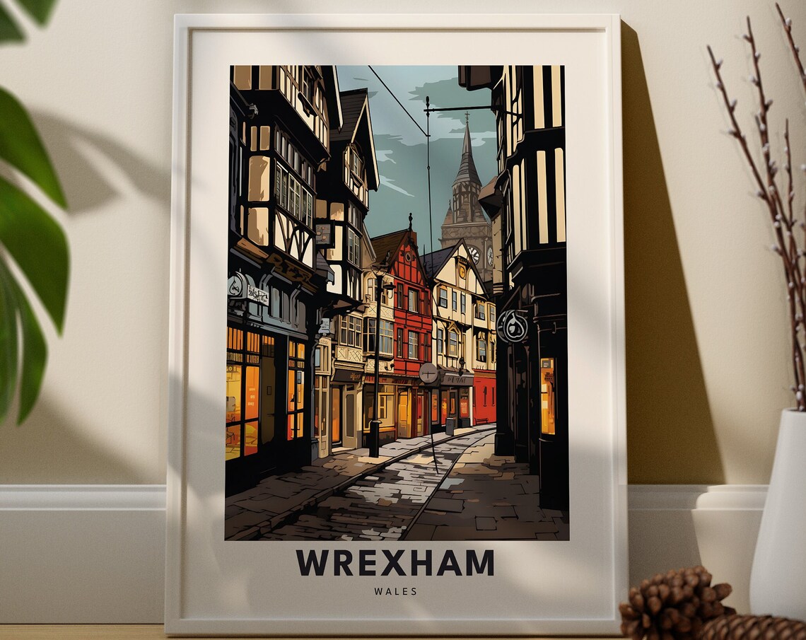 Wrexham Travel Print Wall Art Hanging Home Dcor Gift Lovers City Poster