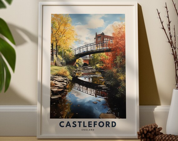 Castleford Travel Print Wall Art Hanging Home Dcor West Yorkshire Gift Lovers City Poster