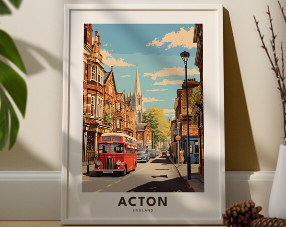 Acton Travel Print Wall Art Hanging Home Dcor Gift Lovers City Poster