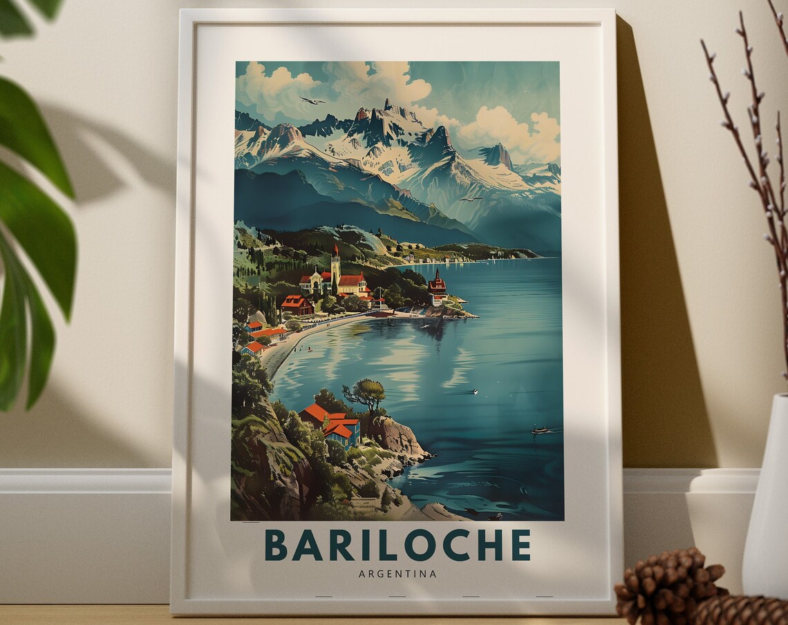 Bariloche Argentina Andes Lake Mountain Town Travel Art Poster