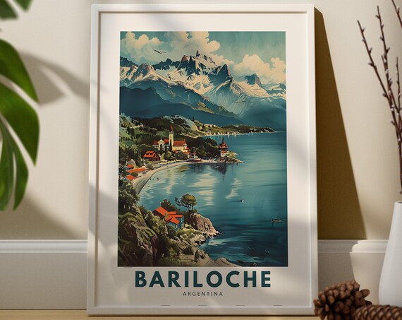 Bariloche Argentina Andes Lake Mountain Town Travel Art Poster
