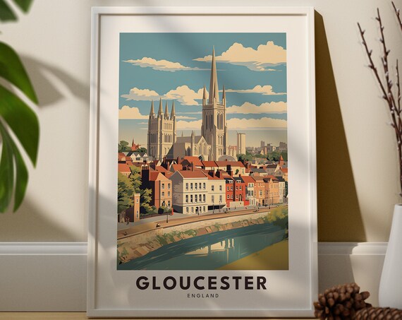 Gloucester Wall Art Print City Poster England Gift Housewarming Gifts