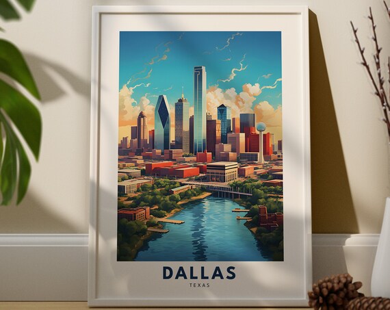 Dallas Print City Poster Texas Wall Art Gift Travel