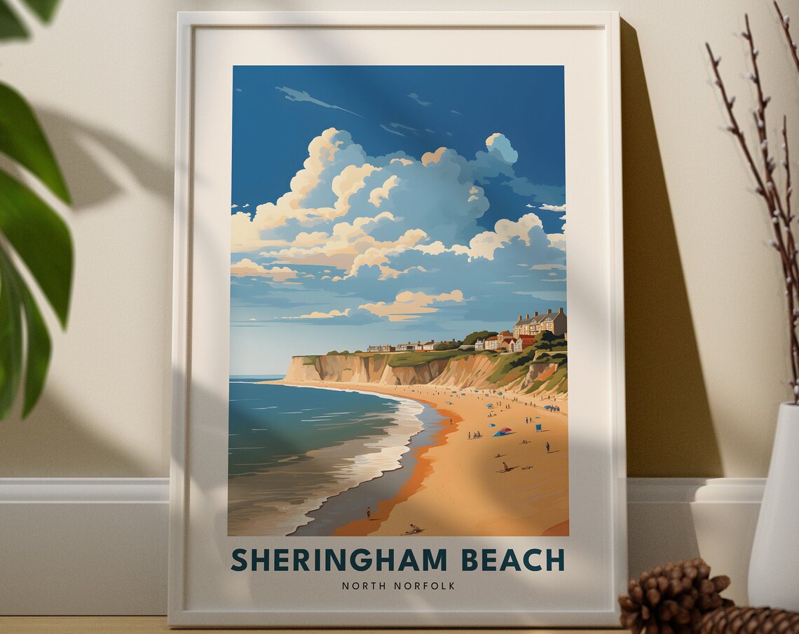 Sheringham Beach North Norfolk Cliffs Coastline Travel Poster