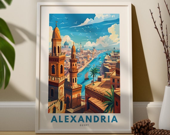Alexandria Art Print Poster Egypt Wall Decor Hang Travel