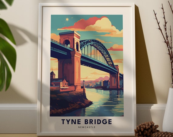 Newcastle Tyne Bridge Travel Print Wall Art Hanging Home Dcor Poster