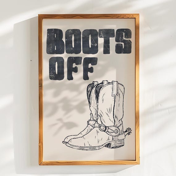 Boots Off Sign Wall Art Funny Entryway Decor For Mudroom Rustic Farmhouse Welcome Western Cowboy Print