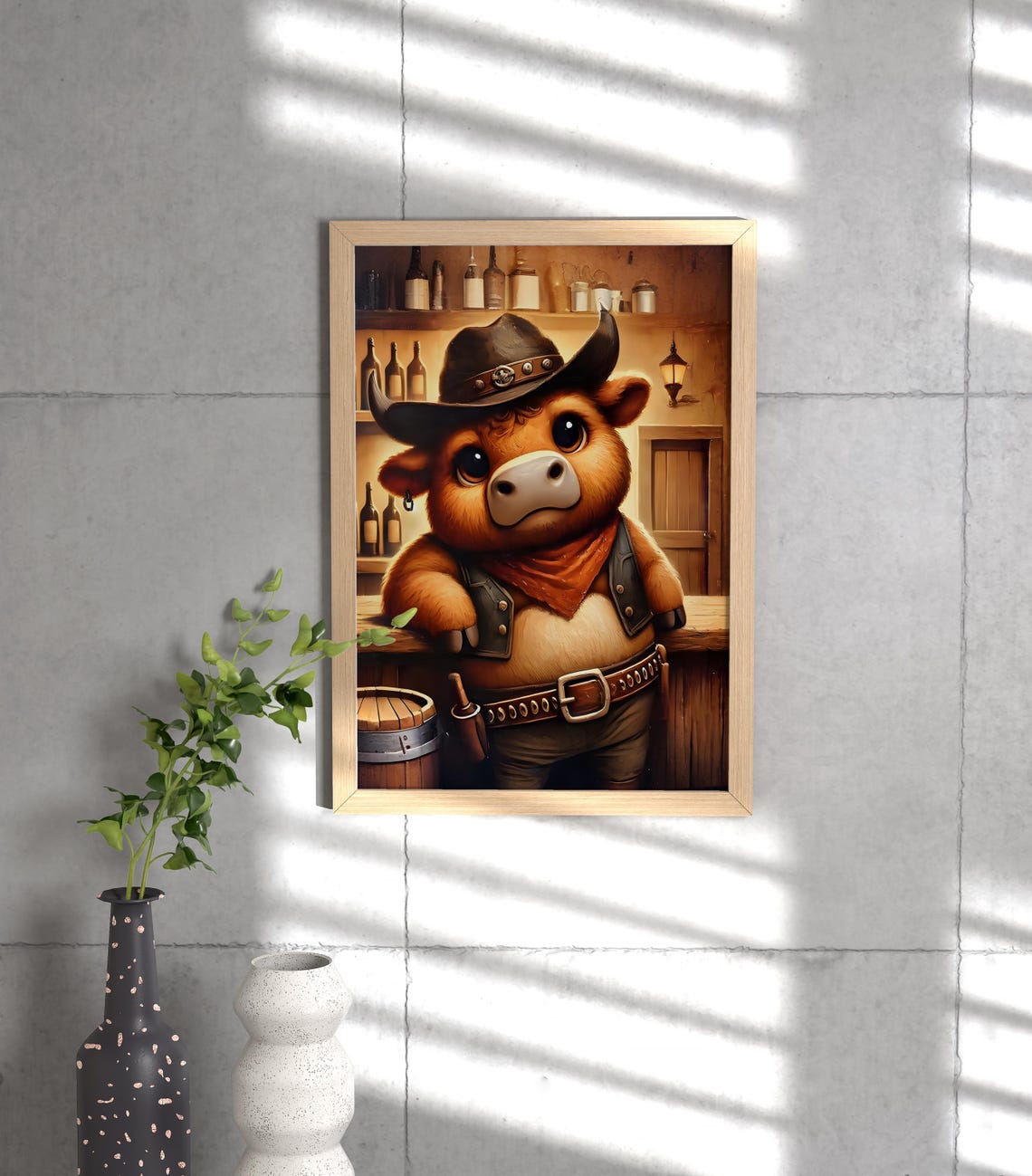 Bull Cowboy Wall Art Prints Animal Life Poster Print Print - Image 3