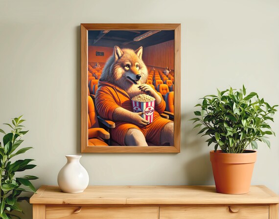 Wolf Eat Popcorn Animal Life Poster