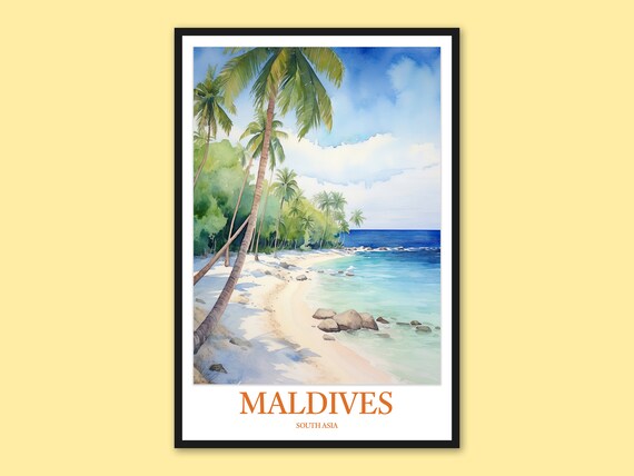 Maldives Beach Print Tropical Island Wall Art