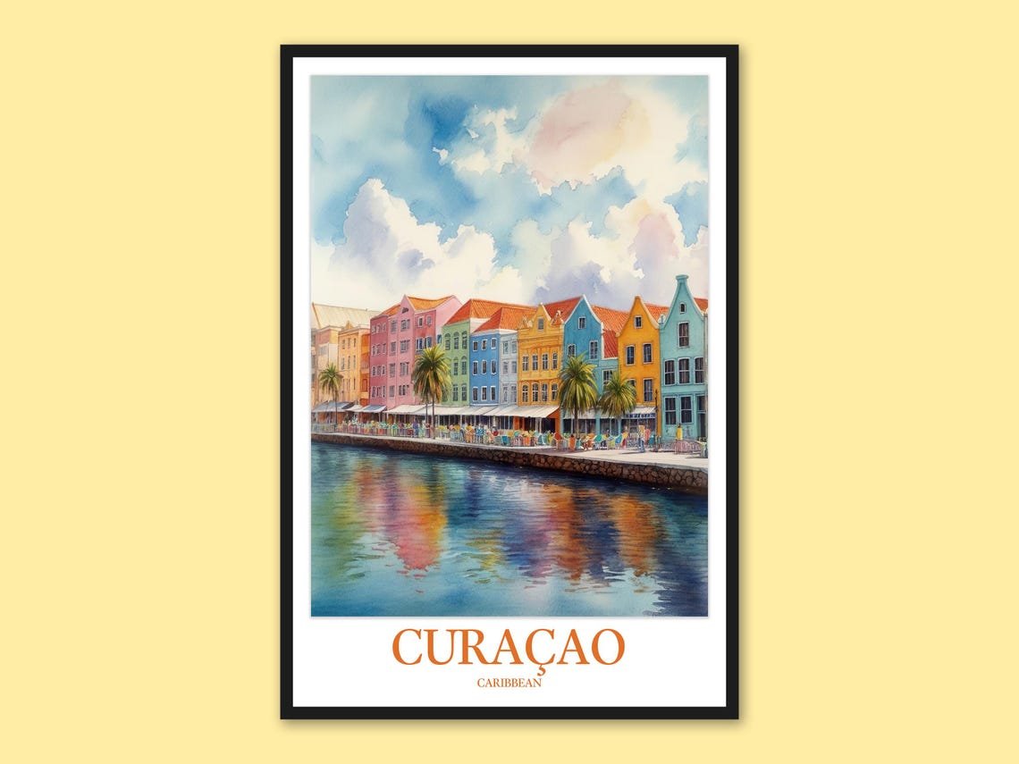Curaao Travel Poster Handelskade Caribbean Wall Art