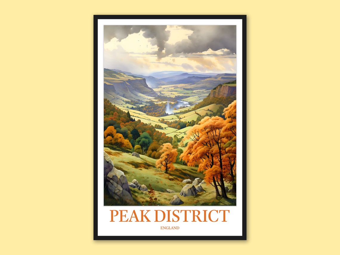 Peak District England Rolling Hills Stone Walls Landscape Poster