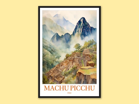 Machu Picchu Travel Poster Peru Wall Art Print