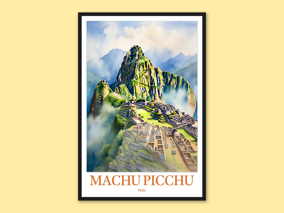 Machu Picchu Travel Poster Peru Wall Art Print