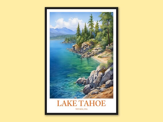 Lake Tahoe Crystal Clear Water Rocky Point Nevada Travel Poster