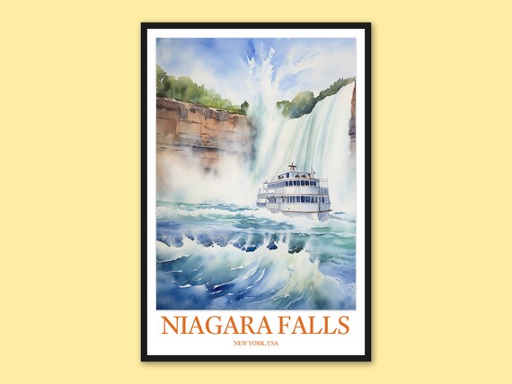 Niagara Falls Tour Boat Watercolor Adventure Mist Spray Poster