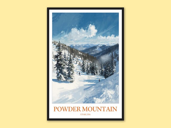 Powder Mountain Skiers Sunny Slopes Utah Winter Scene Poster