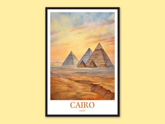 Cairo Pyramids Travel Poster Egypt Pyramid Wall Art
