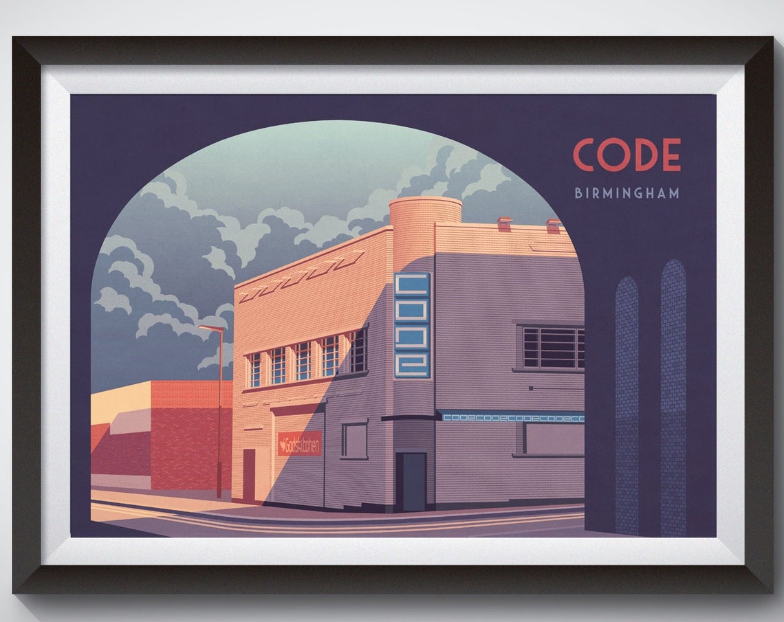 Code Birmingham Nightclub Building Digbeth Rave Venue Travel Poster
