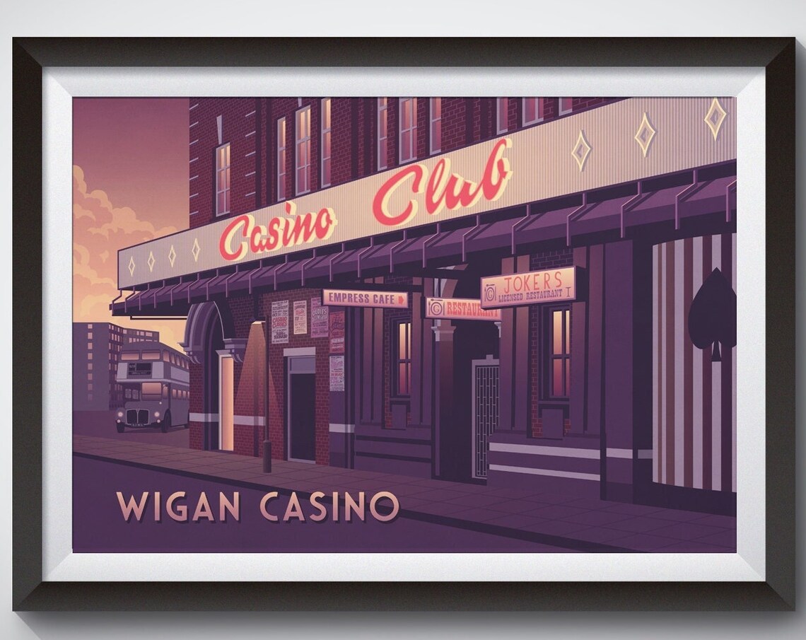 Wigan Casino Nightclub Poster, Northern Soul Travel Poster
