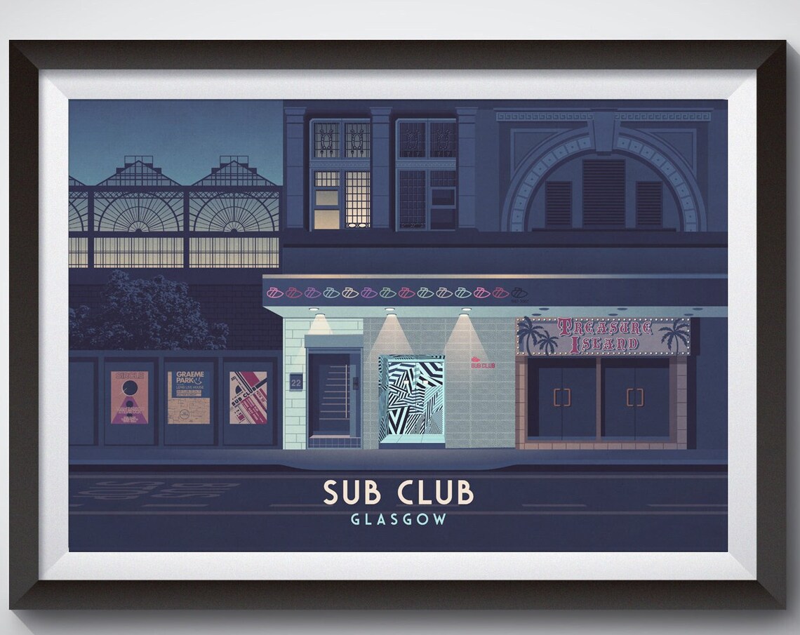 Sub Club Glasgow Scotland Nightclub Travel Poster