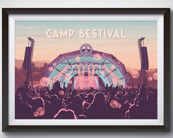 Camp Bestival Music Festival Poster Lulworth Castle Dorset Weston Park Shropshire Live Music Main Stage Glastonbury Print Framed Art