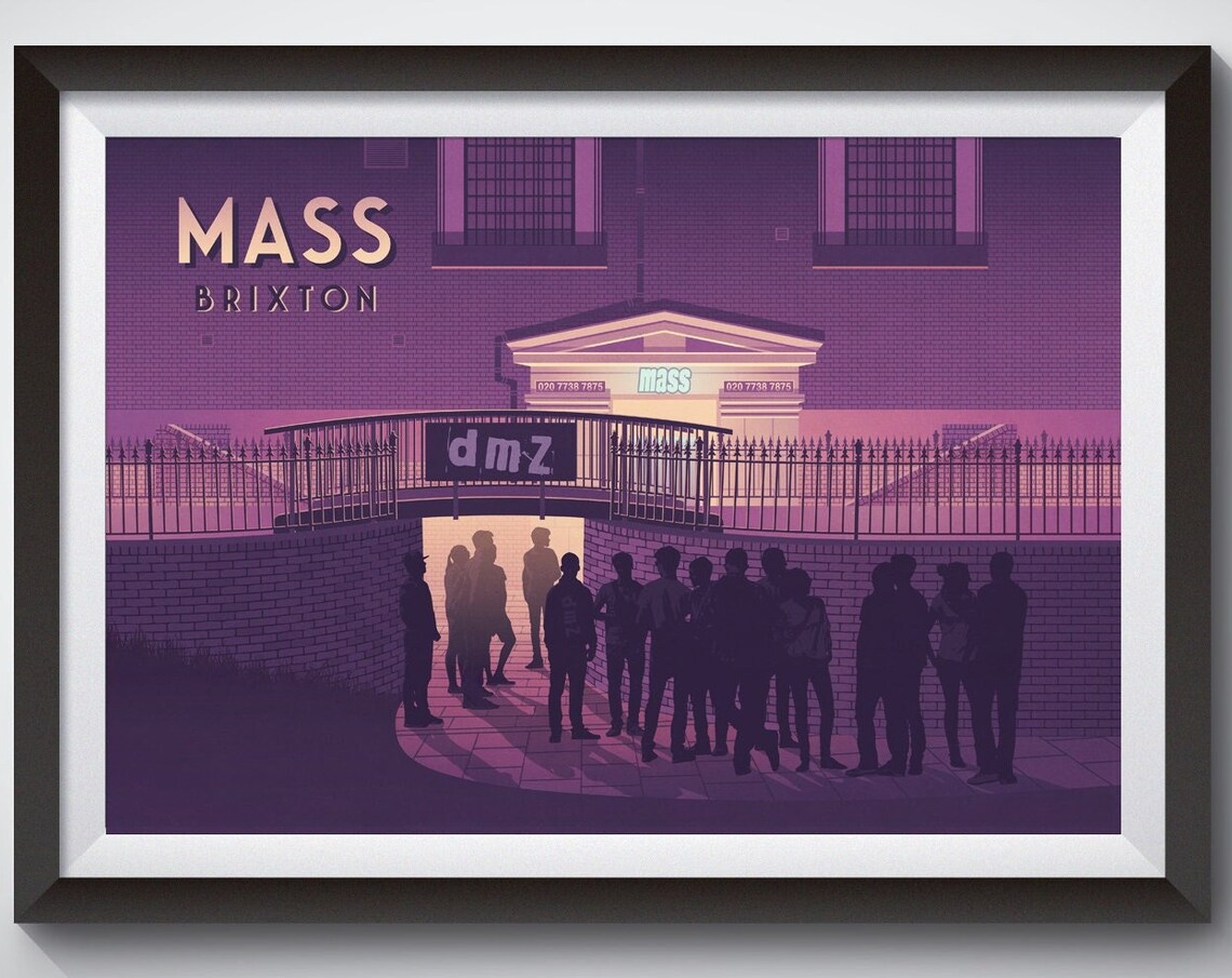 Mass Brixton Nightclub Door Vintage London DMZ Club Night Poster