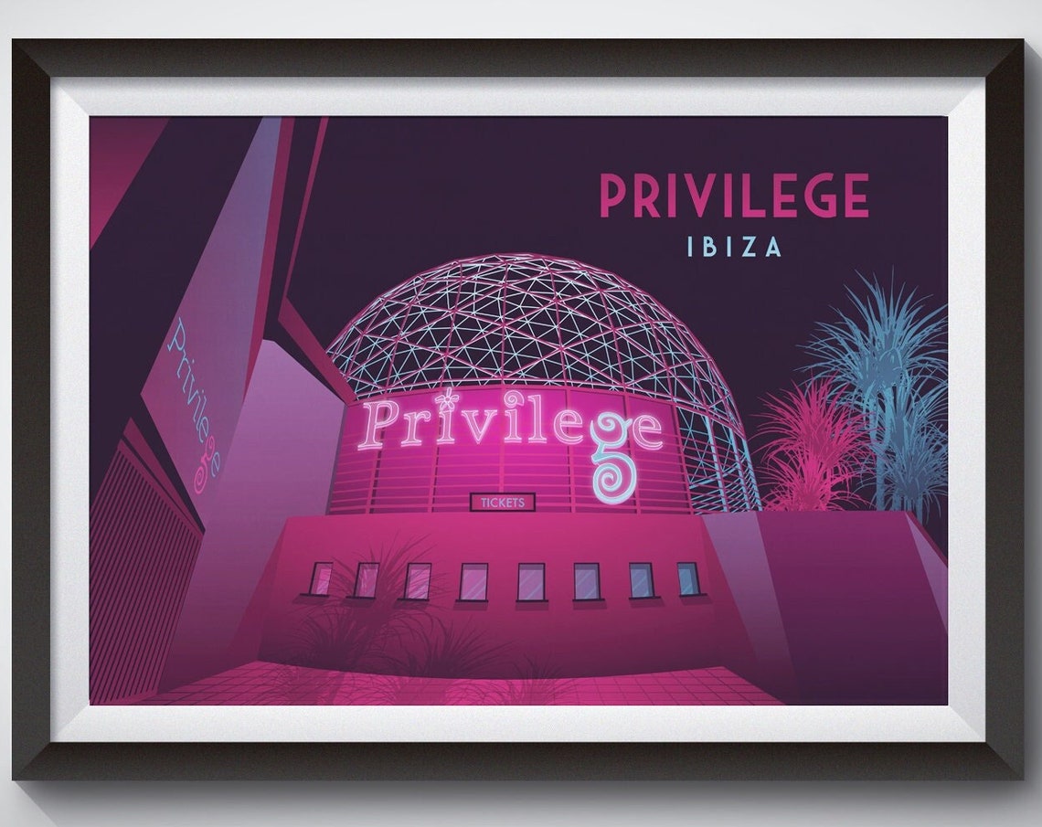 Privilege Nightclub Poster Ibiza Travel Poster Spain Ku Club Superclub Clubbing Rave Dance Music Club Night Vintage Print Amnesia