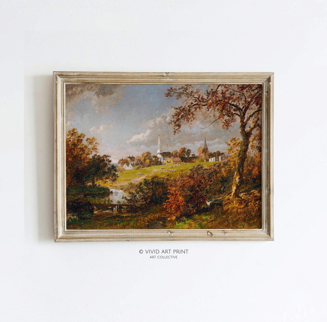 Rustic Countryside Village Vintage Landscape Art Print