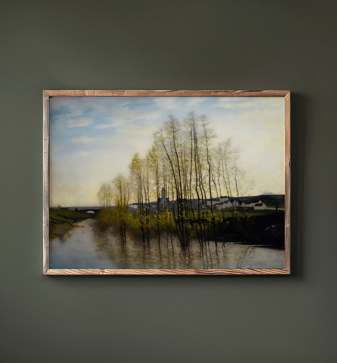 River Landscape Painting, Vintage Home Decor - Image 2
