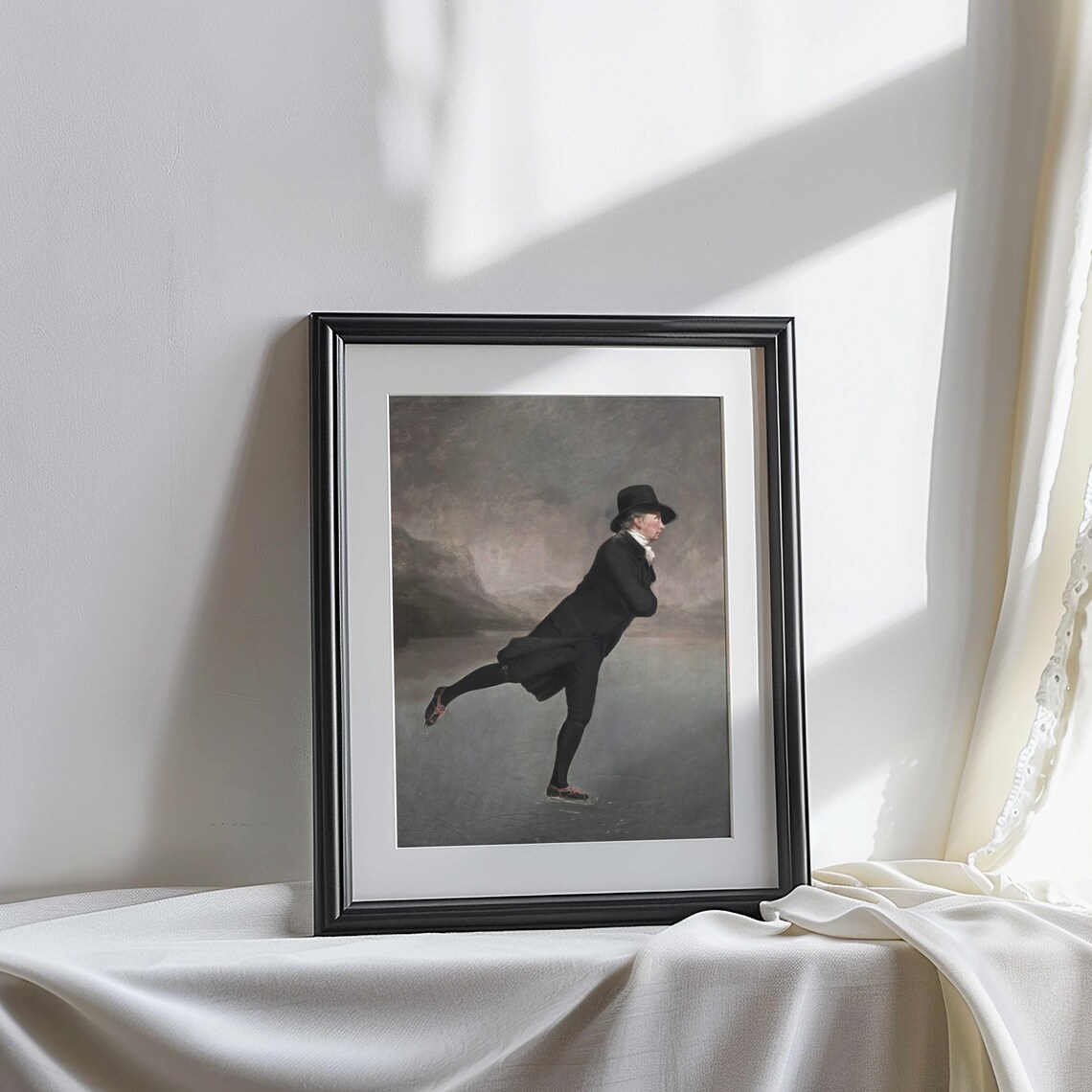 Winter Portrait Skater, Vintage Romantic Painting - Image 2