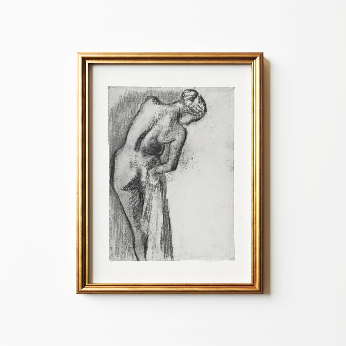 Antique Vintage Charcoal Drawing Woman Figure Art Print - Image 2