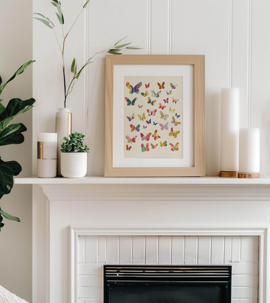 Abstract Butterfly Illustration Wall Art Vintage Cottage Core Nursery Home Decor Vivid Art Print Ia 613 - Image 2