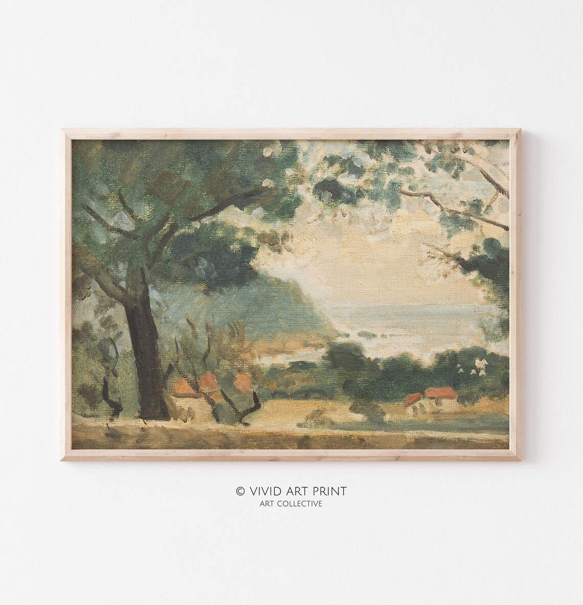 Vintage Ocean Village Cottage Core Art Print