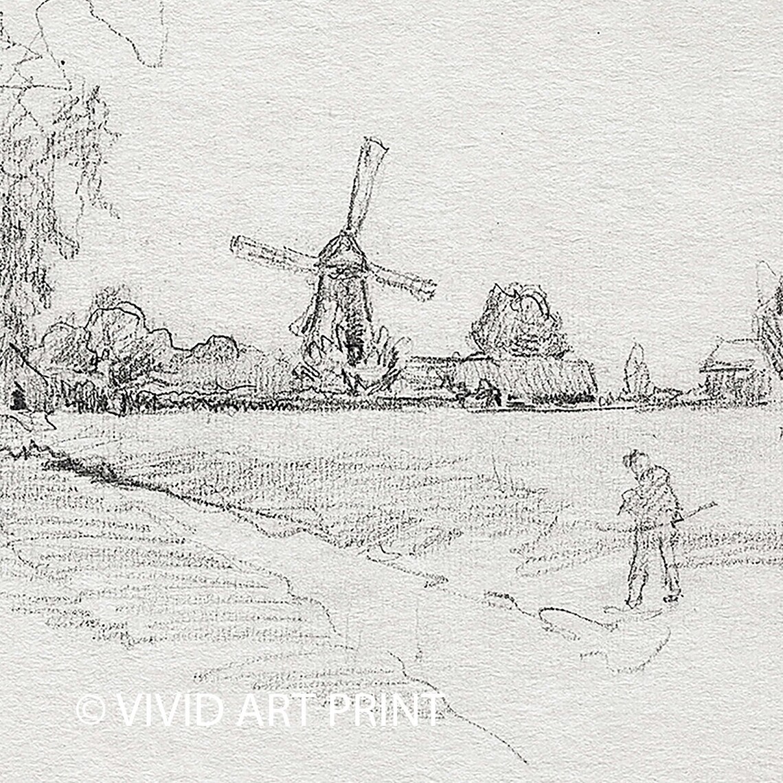Vintage Dutch Windmill Sketch, Antique Decor Art Print - Image 4