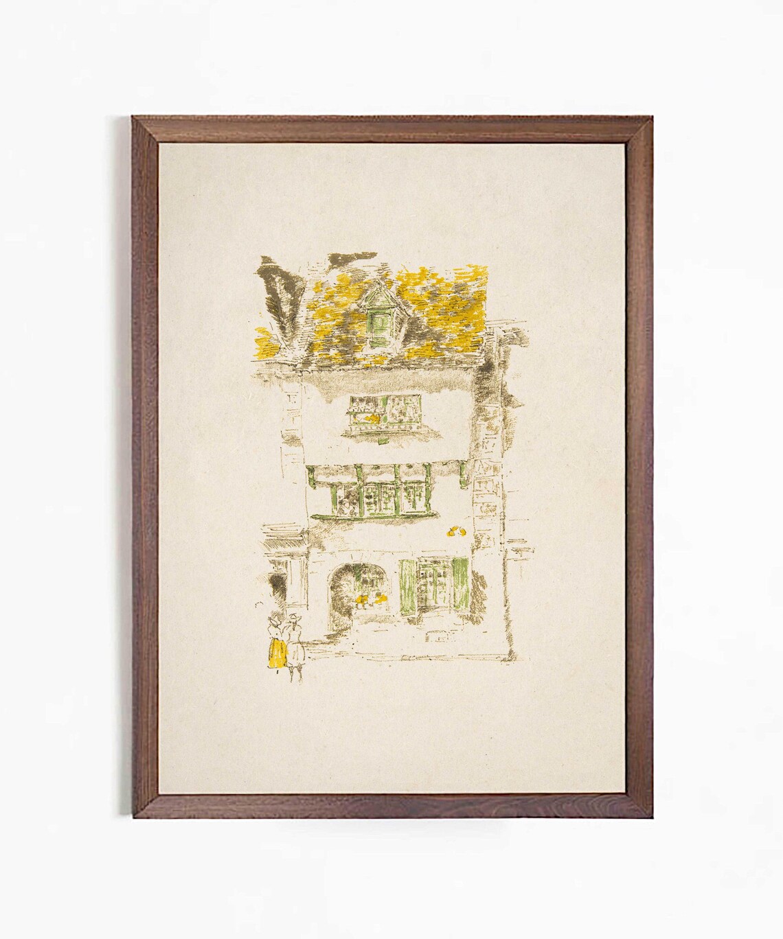 Vintage Cottage Sketch, Minimalist Architectural Art - Image 2