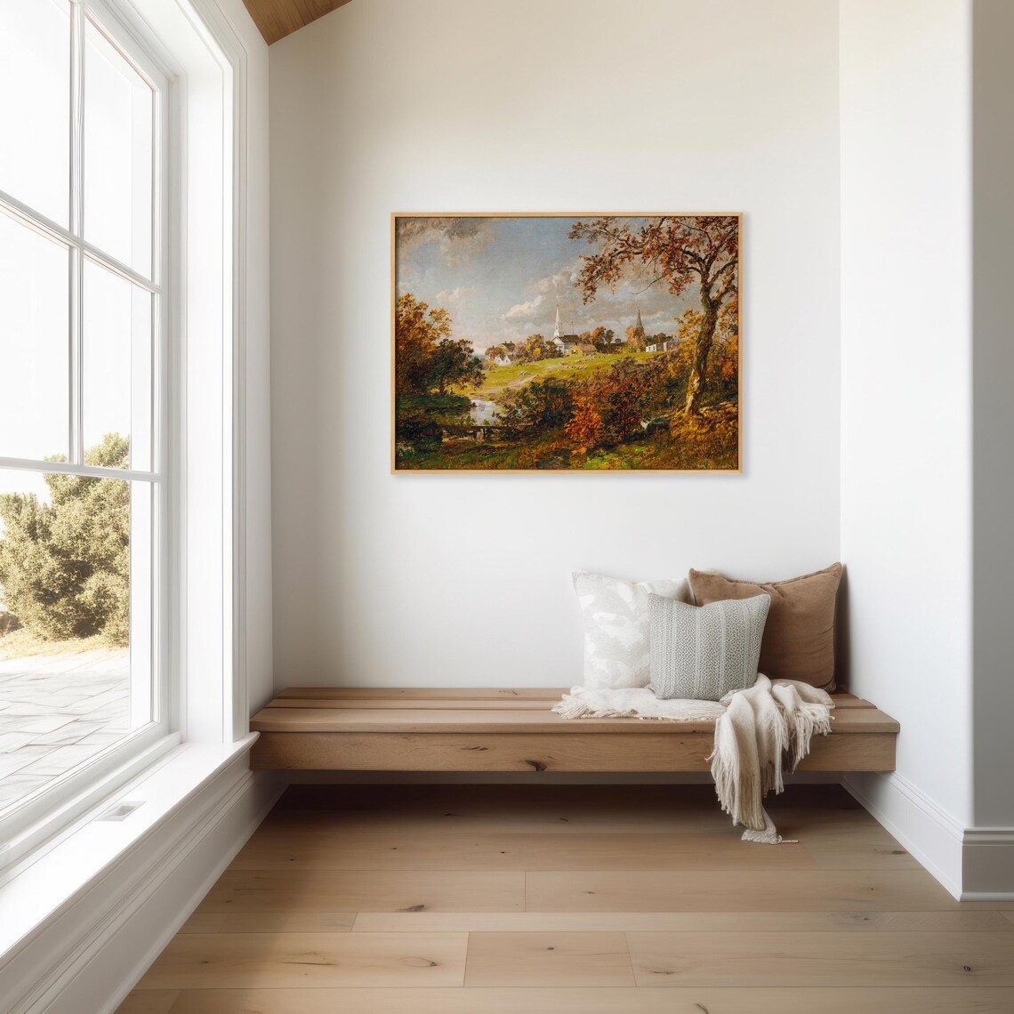 Rustic Countryside Village Vintage Landscape Art Print - Image 3
