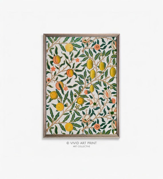 Vintage Antique Pattern Wall Art Lemons And Pomegranates Home Decor Vivid Art Print Wm 217
