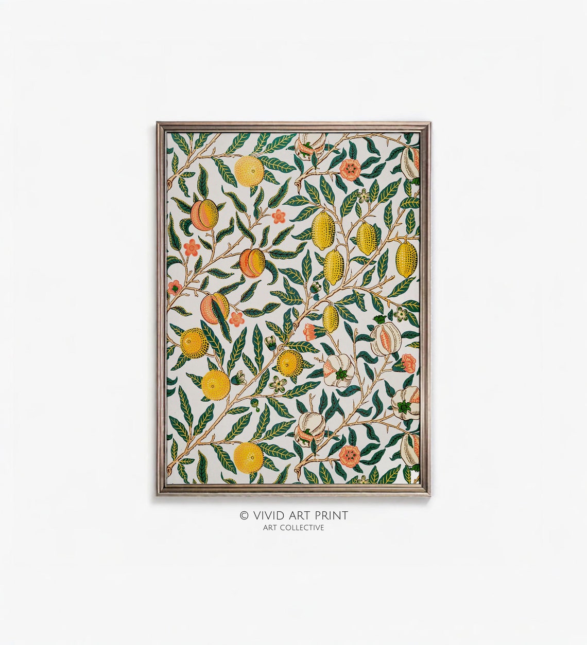 Vintage Antique Pattern Wall Art Lemons And Pomegranates Home Decor Vivid Art Print Wm 217