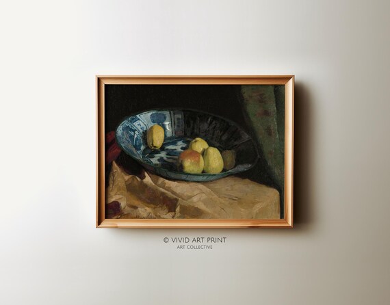 Vintage Still Life Fruit, Rustic Kitchen Decor