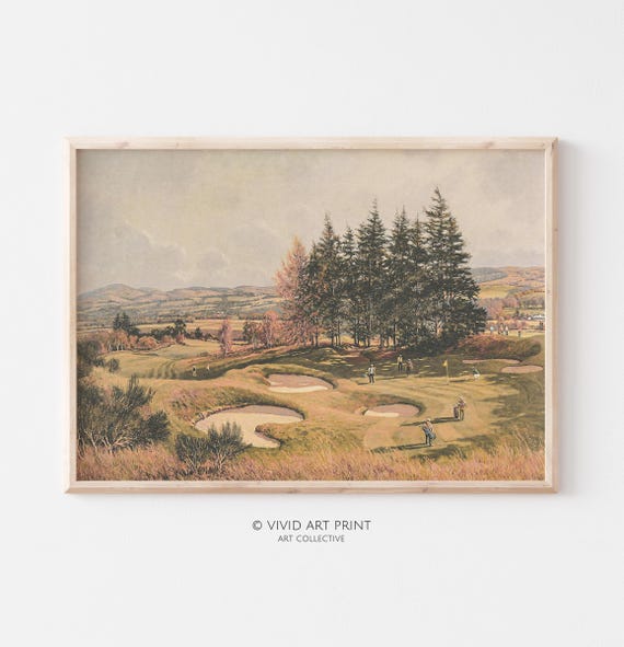 Antique Fairway Landscape, Vintage Golf Art
