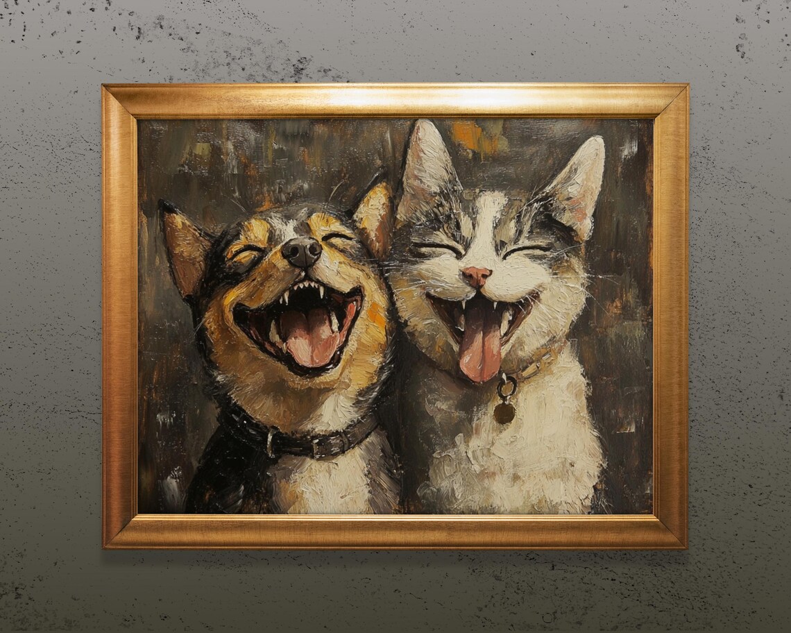 Dog And Cat Best Friends, Vintage Animal Friends