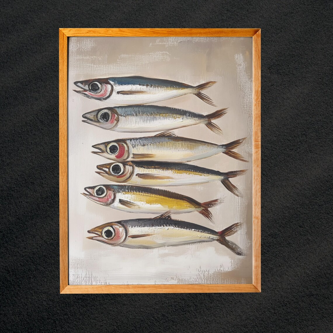 Sardines Painting, Antique Vintage Still Life