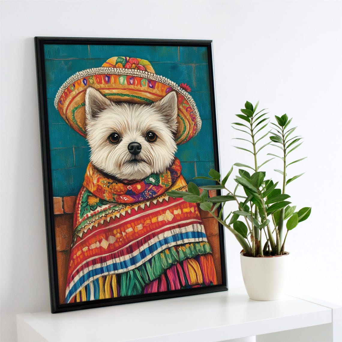 Cute Dog Cinco De Mayo Wall Art Print Mexican Fiesta Wall Art Home Decor Mexican Dog Home Decor Picture Lets Fiesta Png Mexican Png - Image 2