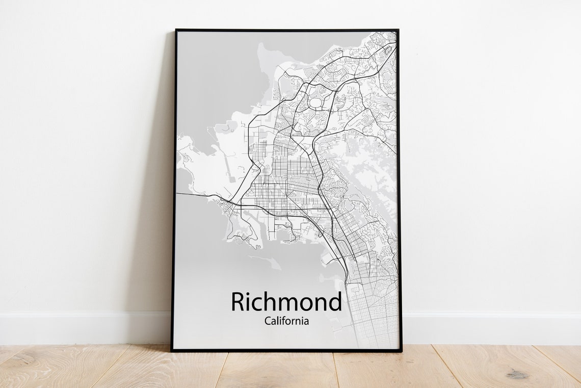 Richmond California Contemporary Minimalist Street Map Art Print Gift